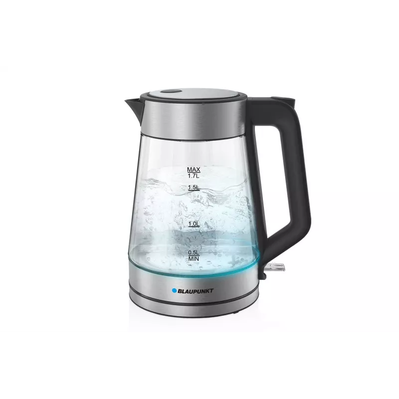 Blaupunkt EKG401 elektrischer Wasserkocher 1,7 l 2200 W Glasgehäuse, Edelstahlakzente, Wasserstandsanzeige