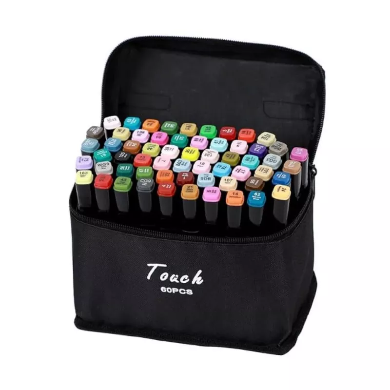 Marker-Set Extralink MARKERY 60SZT — 60 Stück, Pinsel- und Rundspitzen, Farben Schwarz/Coral/Mint/Moka/Sky