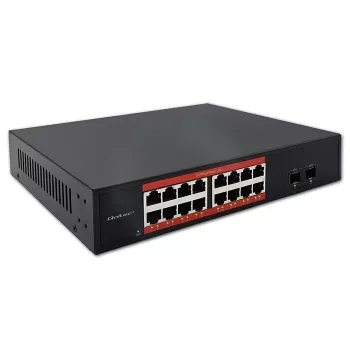Netzwerk-Switch QOLTEC 52364 — Gigabit Ethernet PoE 16xRJ45, 2xSFP