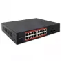 Netzwerk-Switch QOLTEC 52364 — Gigabit Ethernet PoE 16xRJ45, 2xSFP
