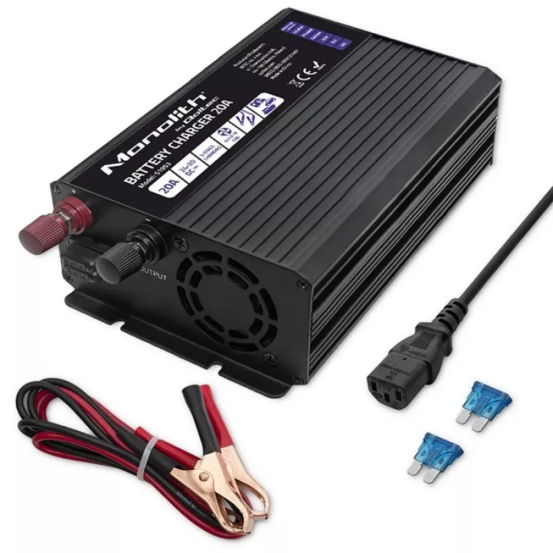 Qoltec Smart Monolith Batterieladegerät für LiFePO4 AGM GEL SLA Akkus | 20A | 24V