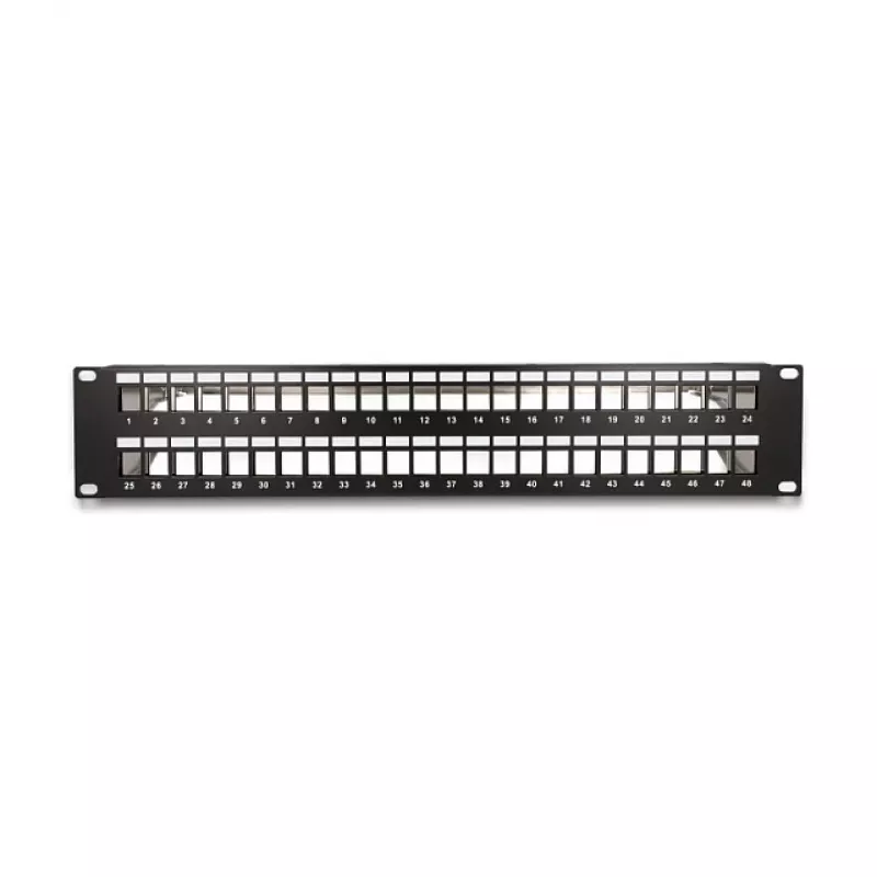 DeLOCK 19 Zoll Keystone Patch Panel 48 Port mit Zugentlastung 2U schwarz