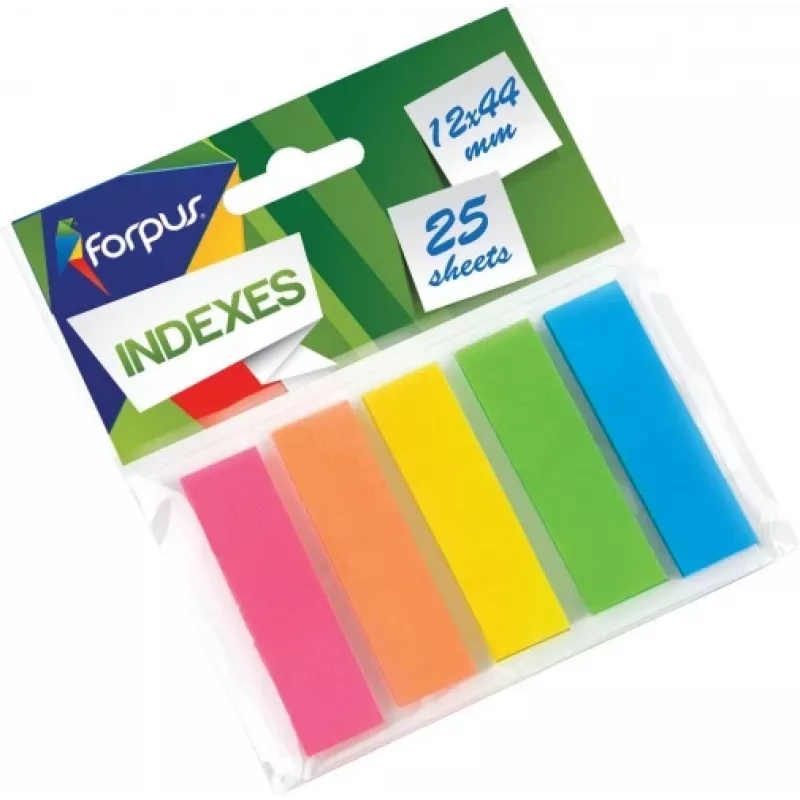 Papier-Index Forpus, 12x44mm, Sortiert, Kunststoff (5x25)