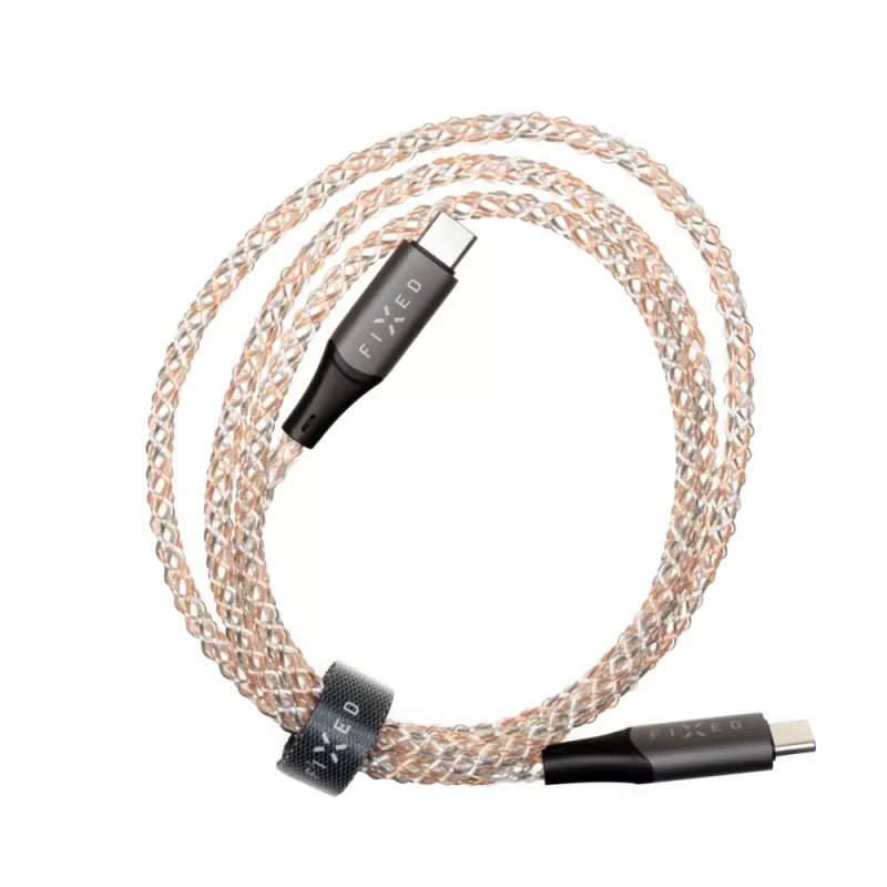USB-C-auf-USB-C-Ladekabel FIXED FIXDLED-CC-RA mit PD-Unterstützung und fester Länge, integrierte Regenbogen-LED