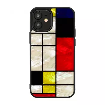 Schutzhülle iKins für Apple iPhone 12 mini – schwarzes Mondrian-Design