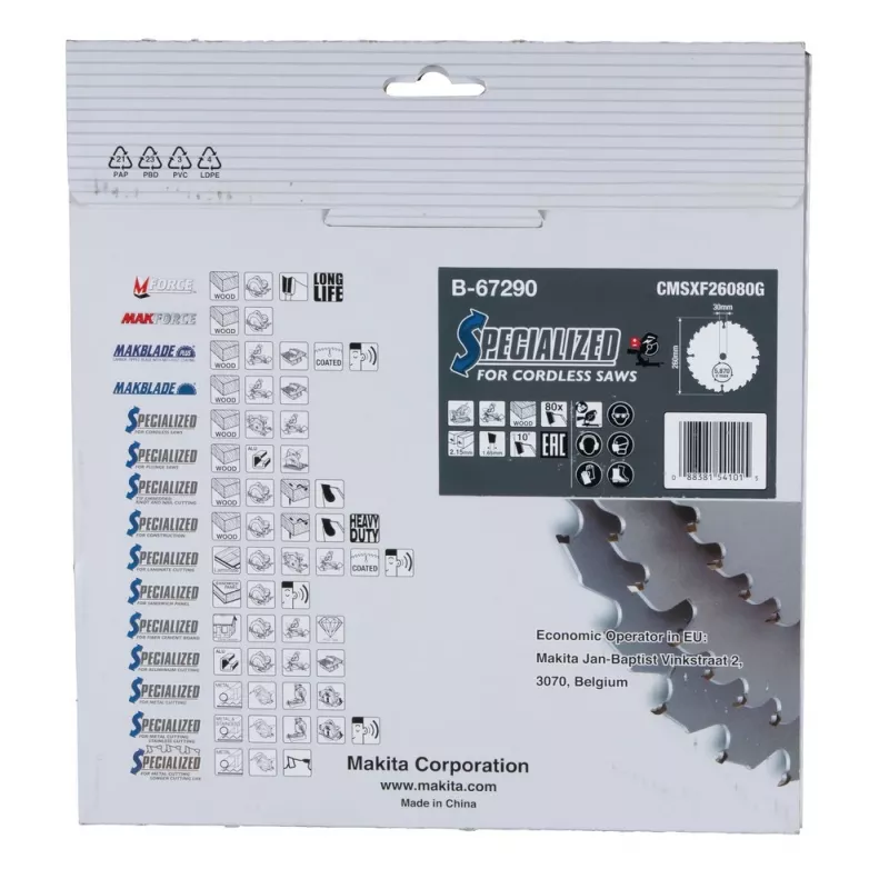 T.C.T.-Sägeblatt 260X2.15X30mm 10° T80 EFFICUT