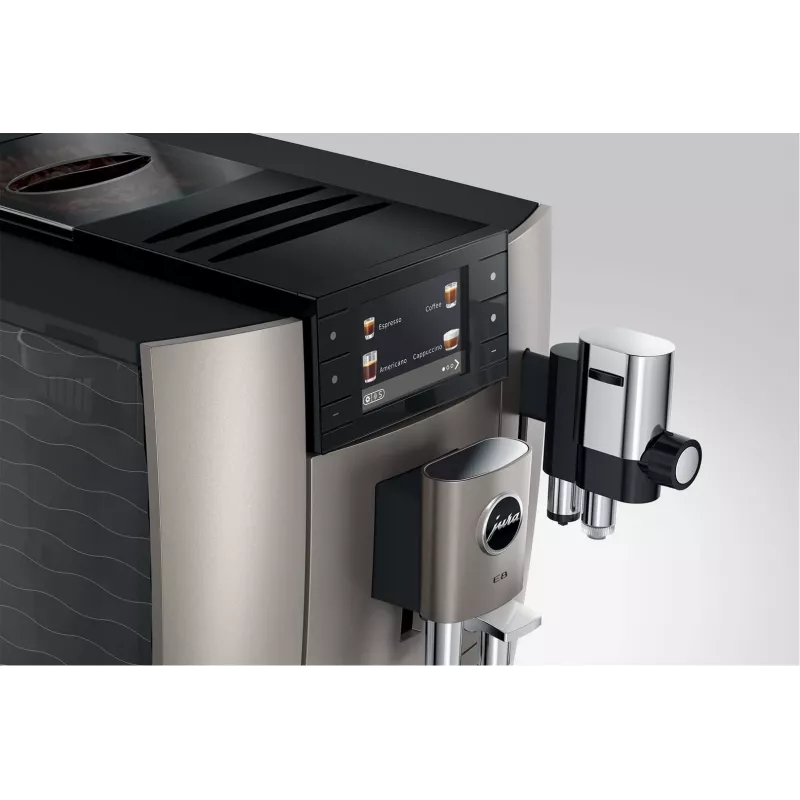 Espressomaschine JURA E8 Vollautomat 1,9 l Silber – 15 bar, 3,5-Zoll-Display, Mahlwerk, Milchaufschäumer