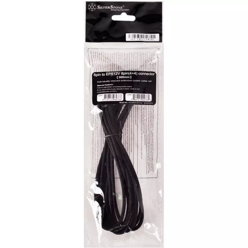 Kabel EPS12V 8pin(4+4) Silverstone SST-PP07-EPS8B 0,3m