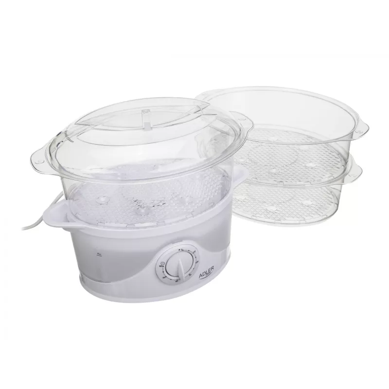 Dampfgarer Adler AD 633 3 Körbe freistehend 800 W Weiß