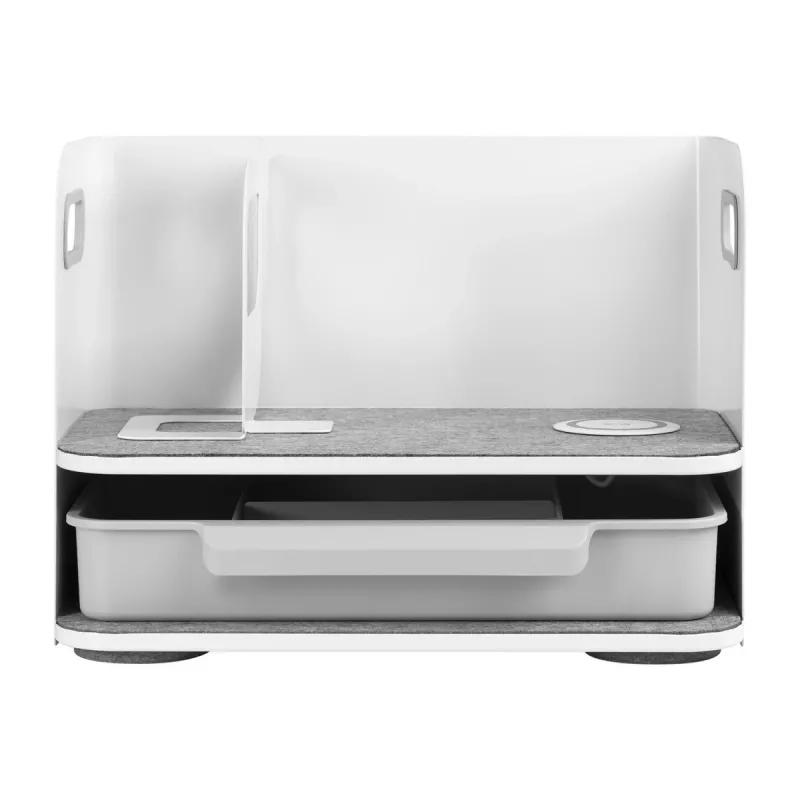Schreibtisch-Organizer mit Schublade und kabellosem Ladegerät Ergo Office, weiß, max. 10kg, ER-441