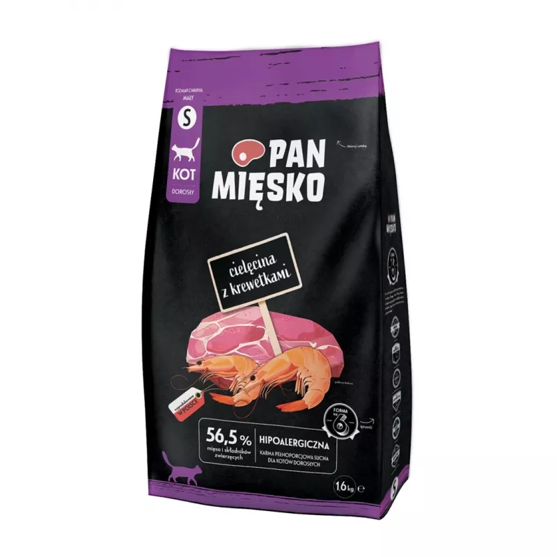 Dry cat food Pan Mięsko Veal with Shrimp S 1.6 kg