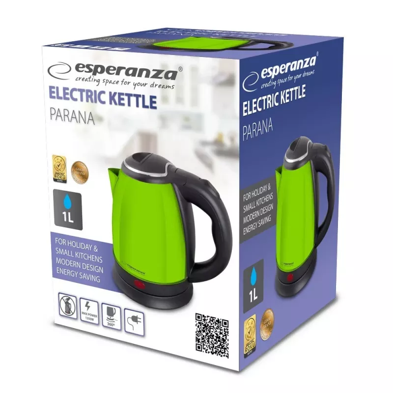 Elektrischer Wasserkocher ESPERANZA EKK128G 1,0 l 1350 W kabellos Kunststoffgehäuse grün