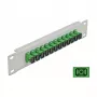 Glasfaser-Patchpanel DeLOCK 10 Zoll 12 Port SC Simplex grün 1HE grau