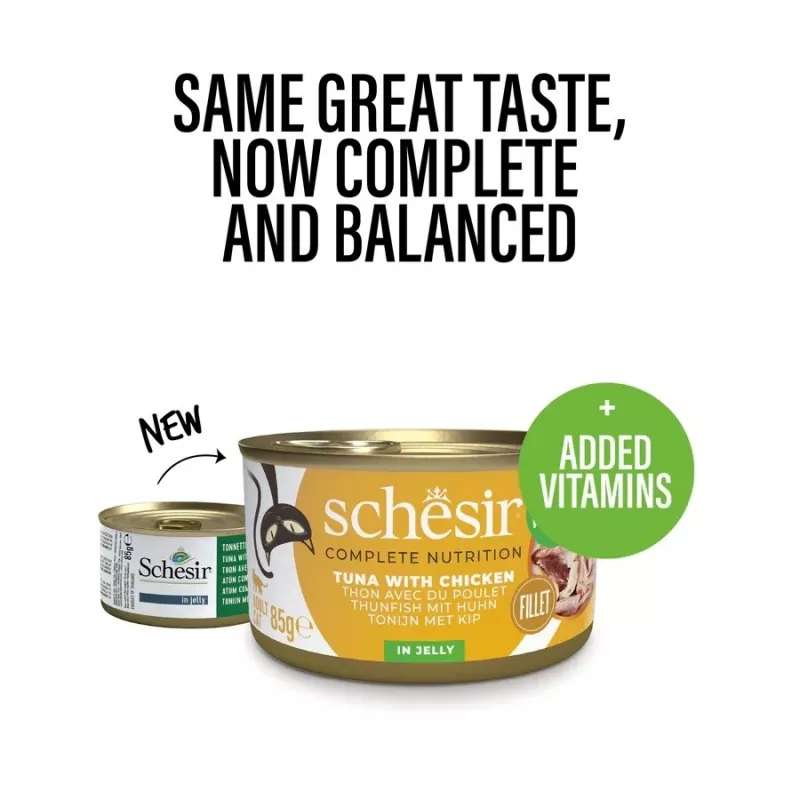 SCHESIR Thunfisch mit Huhn in Gelee - Nassfutter für Katzen - 85 g