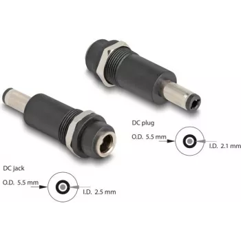 Adapter DELOCK DC 5.5x2.5 mm (Buchse) auf DC 5.5x2.1 mm (Stecker), schwarz