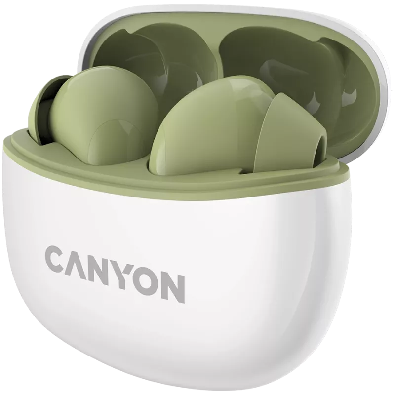 CANYON In-Ear-Kopfhörer TWS-5, Grün Bluetooth 5.3, Touch-Steuerung, Ladeeingang: USB-C