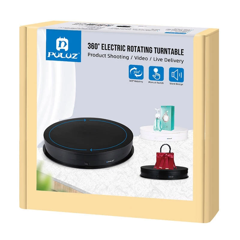 Puluz elektrischer Drehteller PU3049B 30 cm USB Schwarz – motorisierter Präsentationsteller