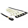 Internes Mini-SAS-auf-4×SATA-Kabel DELOCK 1 m — Mini-SAS SFF-8087 auf 4×SATA 7-Pin, Schwarz/Silber/Gelb