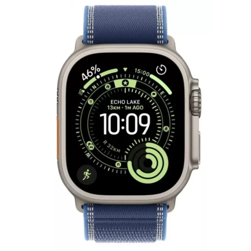 Smartwatch Apple Watch Ultra 3 GPS + Cellular 49mm Natural Titanium Gehäuse mit Blue/Bright Blue Trail Loop S/M