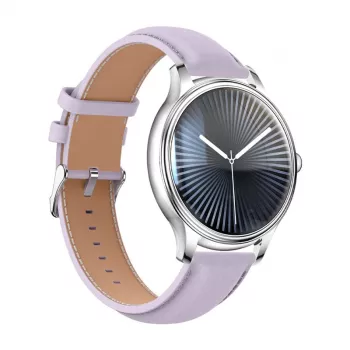 Smartwatch Colmi L28 Silber-Lila mit lila Lederarmband