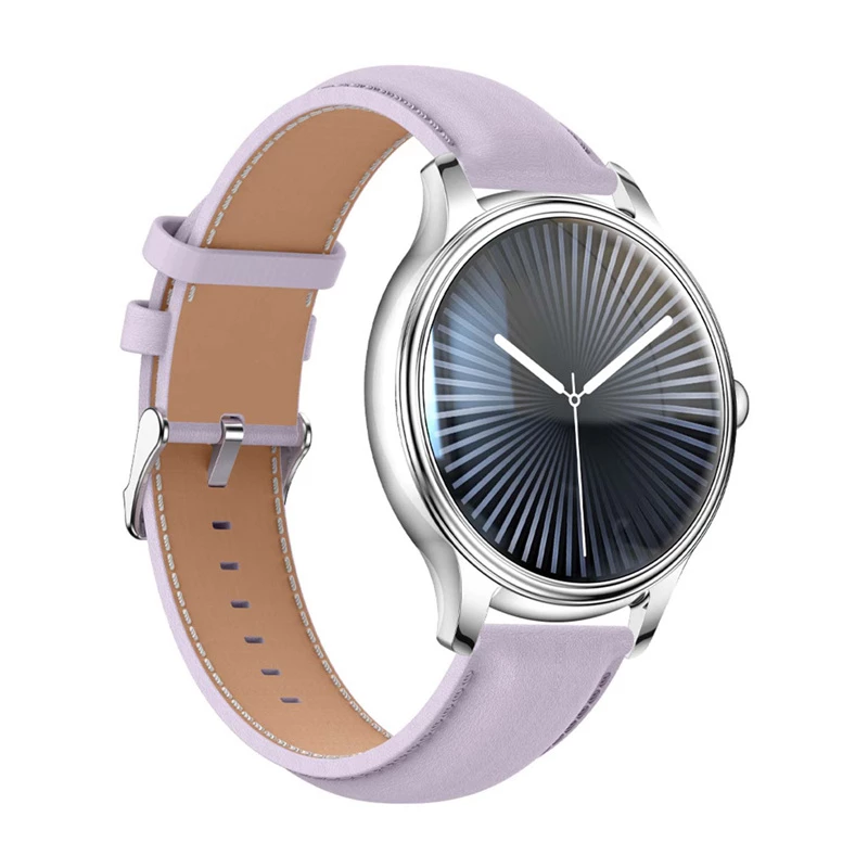 Smartwatch Colmi L28 Silber-Lila mit lila Lederarmband