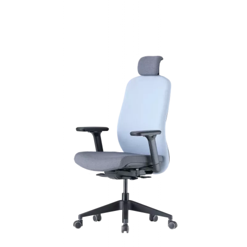 Up Up Athene ergonomischer Bürostuhl Schwarz, Grau + Blauer Stoff