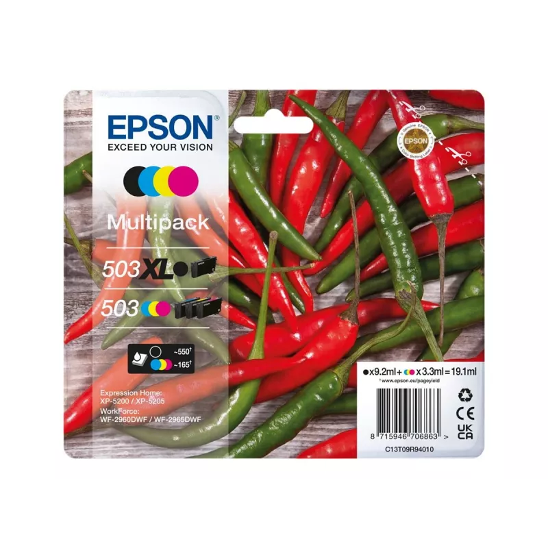 Epson 503 XL Tintenpatrone 4 Stück Original High (XL) Yield Schwarz, Cyan, Magenta, Gelb