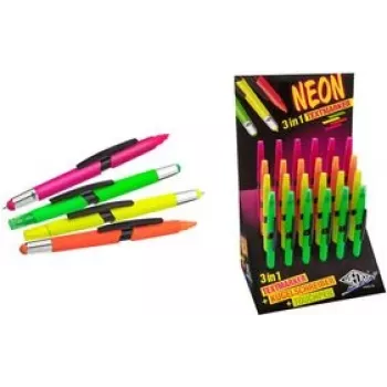 WEDO 3-in-1 Eingabestift NEON – 24er-Set: Touchpen, Kugelschreiber & Textmarker