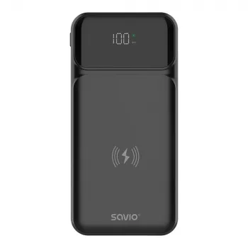 Savio BA-09 Powerbank Lithium-Polymer (LiPo) 37 mAh Kabelloses Laden Schwarz