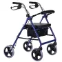 Rollator mit vier Rädern und Sitz, blau/schwarz