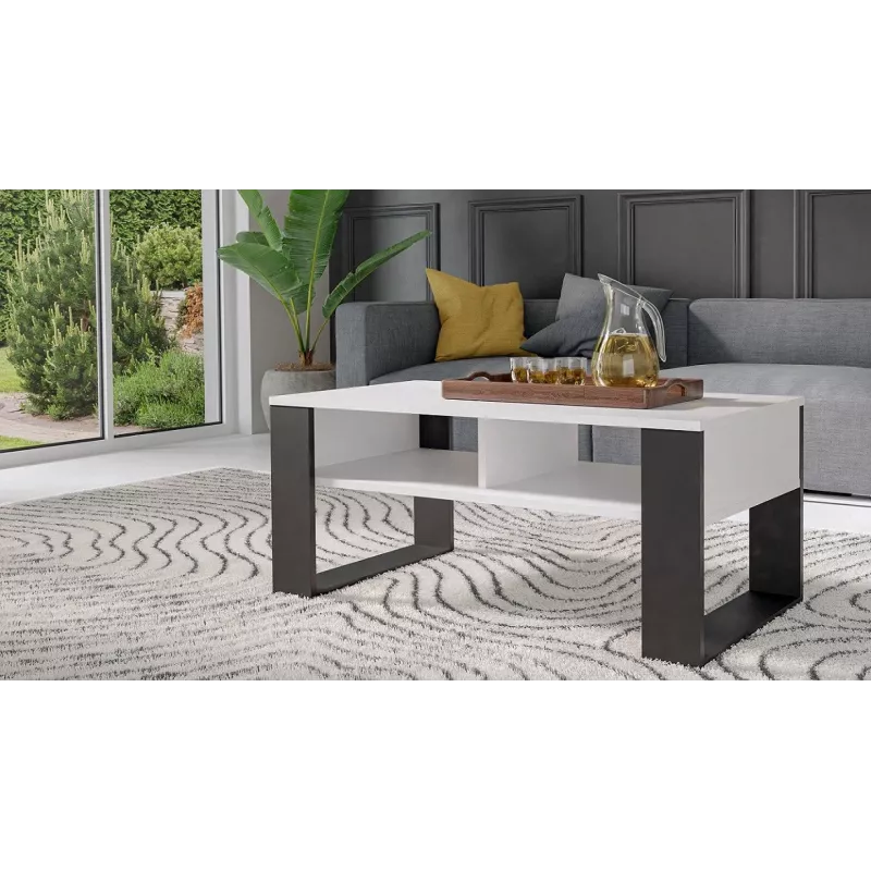 Couchtischplatte e shop MODERN 2P BIEL CZ — rechteckige weiße Tischplatte, 2 Beine