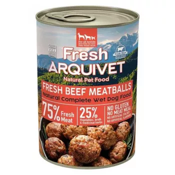 Nassfutter für Hunde ARQUIVET ARQUIVET Fresh Beef Fleischbällchen in Soße 400 g, Alleinfutter für ausgewachsene Hunde, getreidefrei