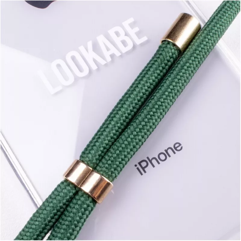 Handyhalskette Lookabe loo014 für iPhone XR – gold-grüne Schutzhülle mit Gurt