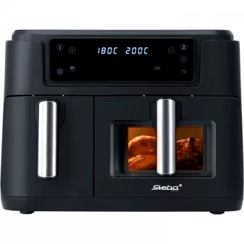 Dual Heißluftfritteuse HF 9500 DUO (schwarz, 2.400 Watt, 2 Körbe 6 L + 3,5 L)