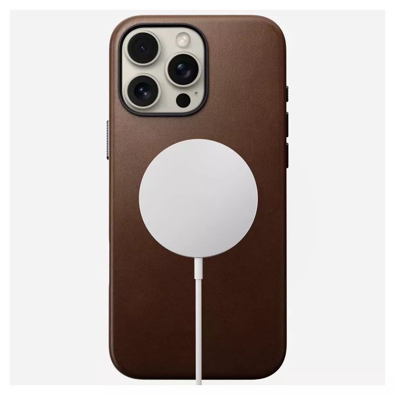 Handyhülle Nomad NM01389385 für iPhone 16 Pro Max, 17,5 cm (6,9 Zoll), braun, Aluminium/PC/Mikrofaser/Leder
