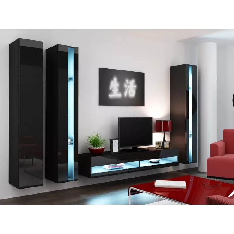 Cama TV-Ständer VIGO neu 30/180/40 schwarz/schwarz glänzend