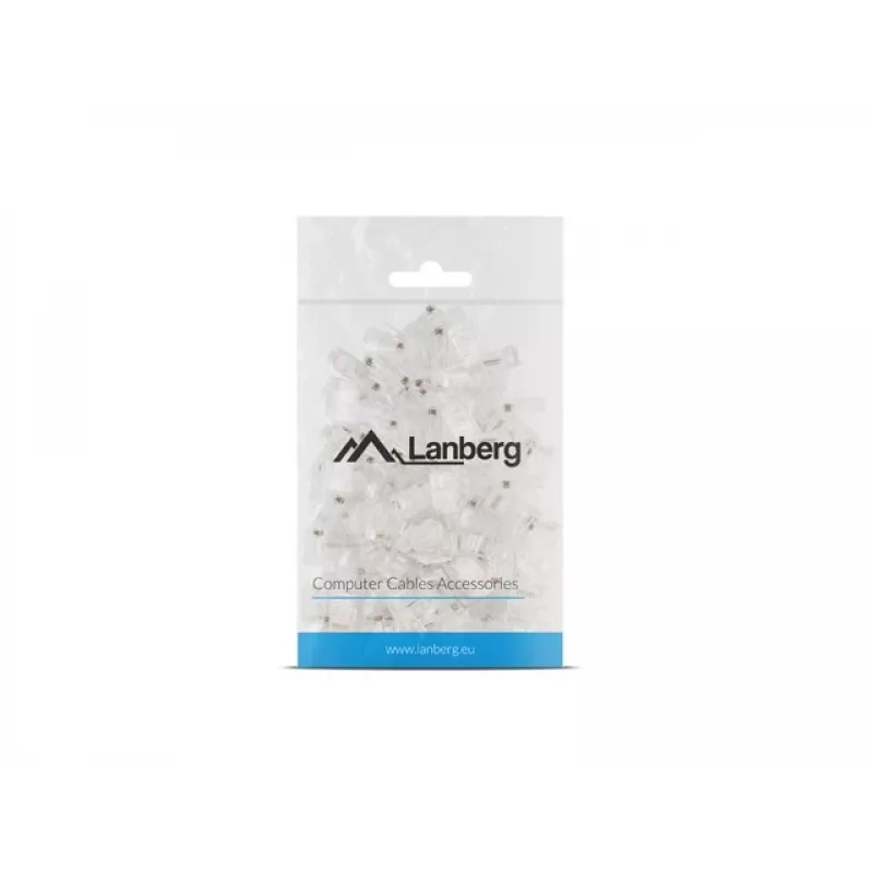 LANBERG RJ-45 Kabelverbinder PLU-5000, U/UTP (UTP) Schirmung, transluzent weiß, 100er-Pack