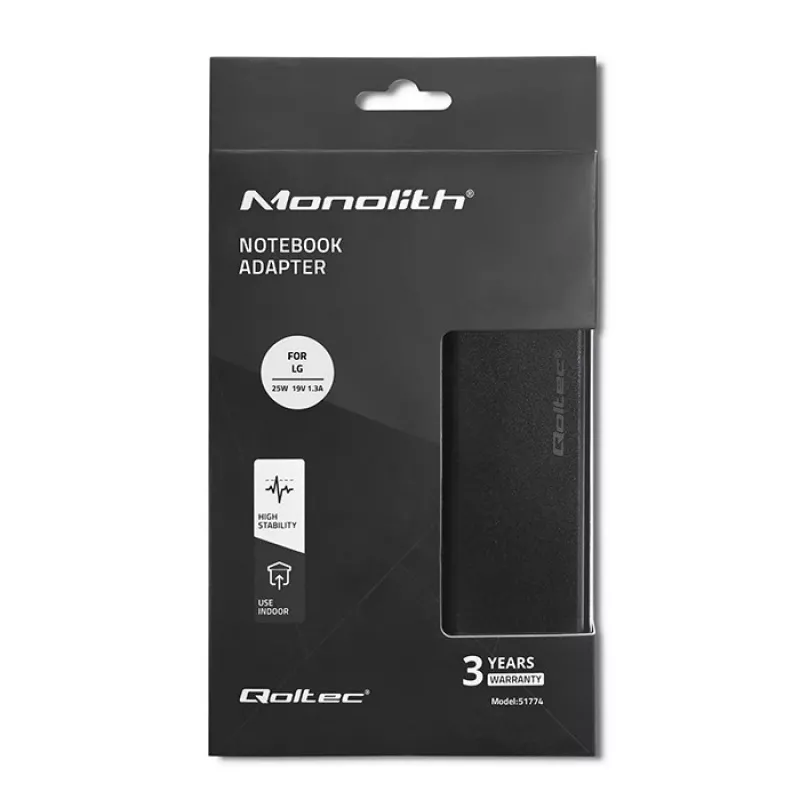 Qoltec 51774 Netzteil für LG Monitor 25W | 1,3A | 19V | 6,5 * 4,4 + Netzkabel