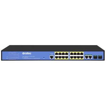 Netzwerk-Switch ERNITEC ELECTRA-M16-1GB-285W – 16-Port Layer 2+ mit 2 x Gigabit RJ45, 285 W Leistung