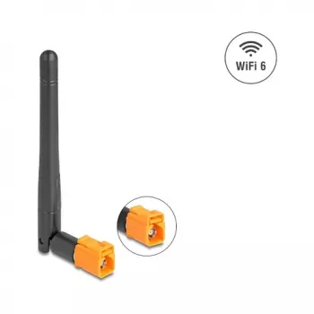 Omnidirektionale WiFi-6-Antenne DELOCK FAKRA M 2,4/5 GHz 2,5–3,0 dBi Neigegelenk schwarz