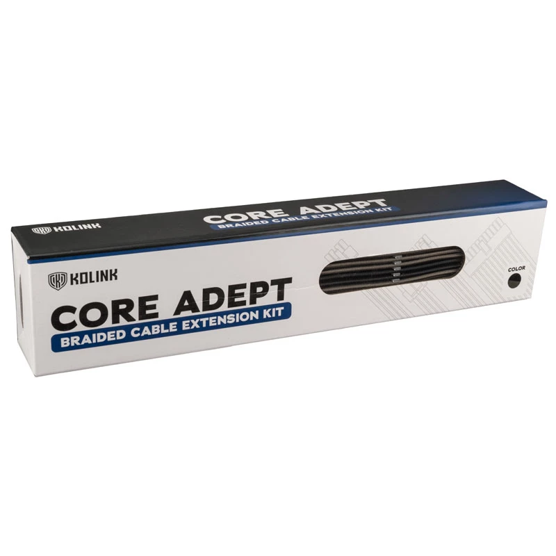 Kabelverlängerungsset Kolink Core Adept – umflochtene PET-Ummantelung, Kupferleiter, 0,30–0,35 m, 6-teiliges Set