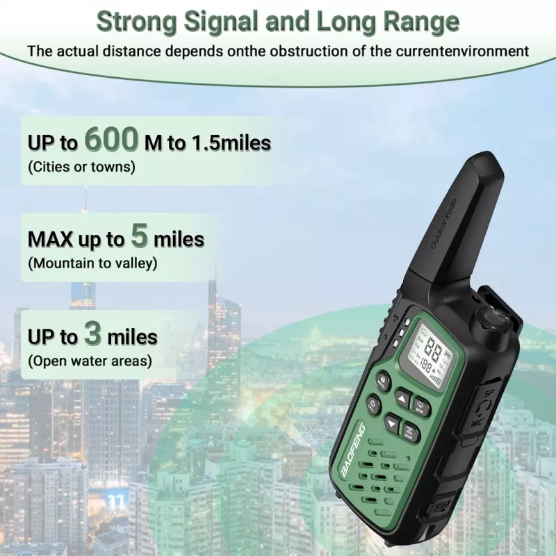 Handfunkgerät Baofeng BF-T25E — 16 Kanäle, 2×1400 mAh Li‑Ion, VOX, LCD, grün, 2er‑Set