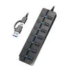 USB 3.2 Gen 1 Hub, 7 Port mit Ein-/Ausschalter, schwarz
