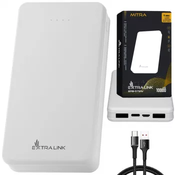 Powerbank Extralink EPB-078W 10000 mAh Weiß, USB-C, 10 W Ausgang, lädt bis zu 2 Geräte