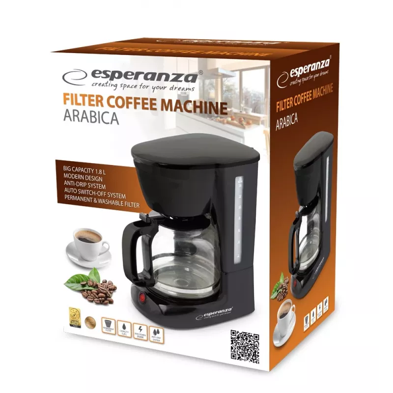 Filterkaffeemaschine ESPERANZA EKC005 — 1,8 l Wassertank, schwarz, 950 W