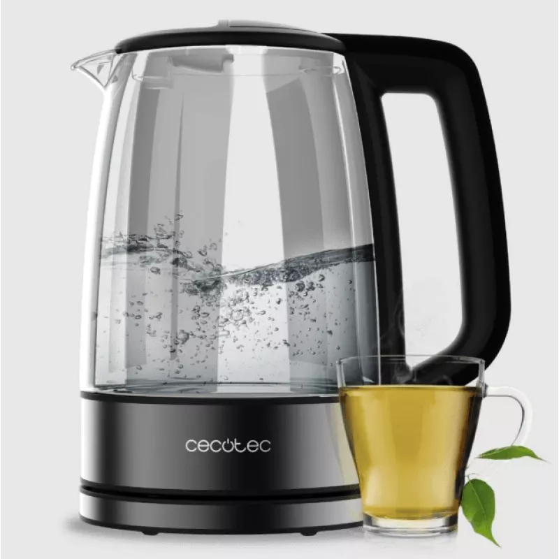 Cecotec Wasserkocher | ThermoSense 340 Clear | Elektrisch | 2200 W | 1,7 L | Glas | 360° drehbare Basis | Klar