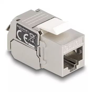DeLOCK Keystone-Modul RJ45-Buchse auf LSA Kat.6A mit LED Silber-Weiß