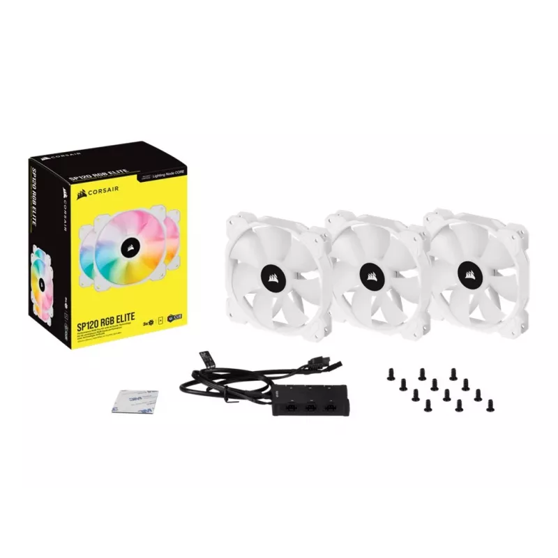 Corsair iCUE SP120 RGB ELITE Performance 120mm Weiß PWM ARGB Gehäuselüfter Dreierpack