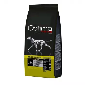 Trockenfutter für Hunde Optimanova Adult Digestive Kaninchen mit Kartoffel 12 kg