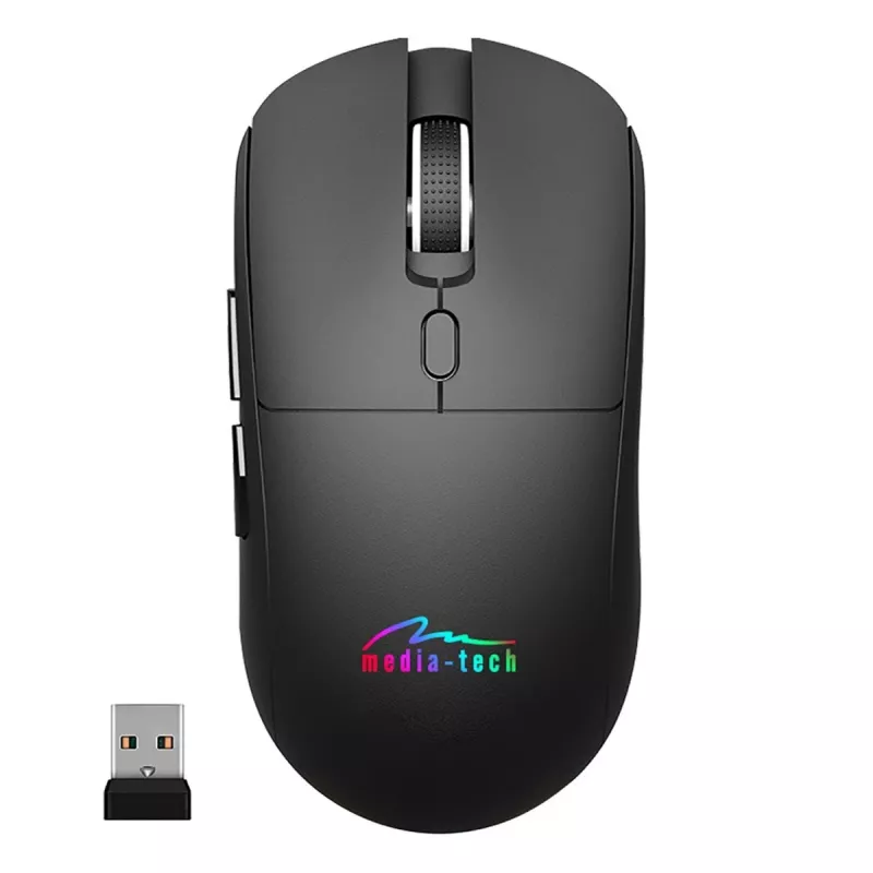 Kabellose Maus MEDIA-TECH MT1124 BT/RF Silent & Recharge — beidhändig, 3200 DPI, Bluetooth + 2,4 GHz USB, 6 Tasten, wiederaufladbar